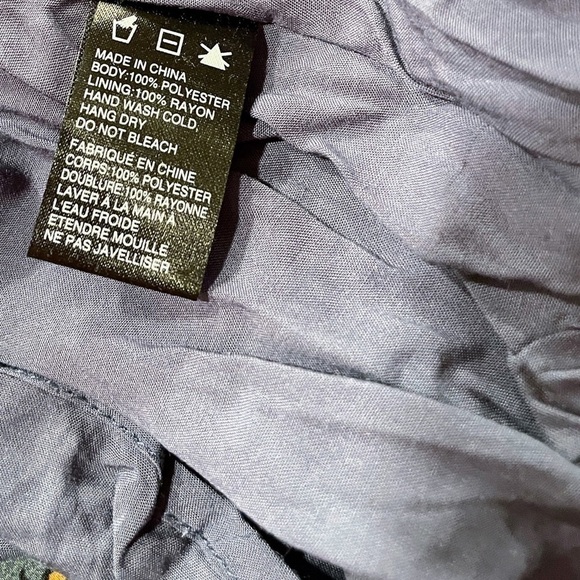 Paper Crane Navy Floral Print Choker Shift Style Dress Long Sleeve Zip Back Med - Picture 11 of 13